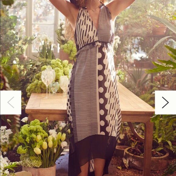 Anthropologie Maeve Channeled Dot High Low Midi Dress Size 0 EUC - Picture 3 of 14